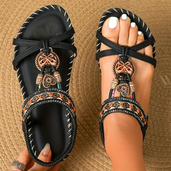 Isadora | Elegant Beaded Bohemian Comfort Sandals