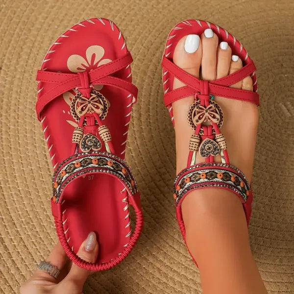 Isadora | Elegant Beaded Bohemian Comfort Sandals
