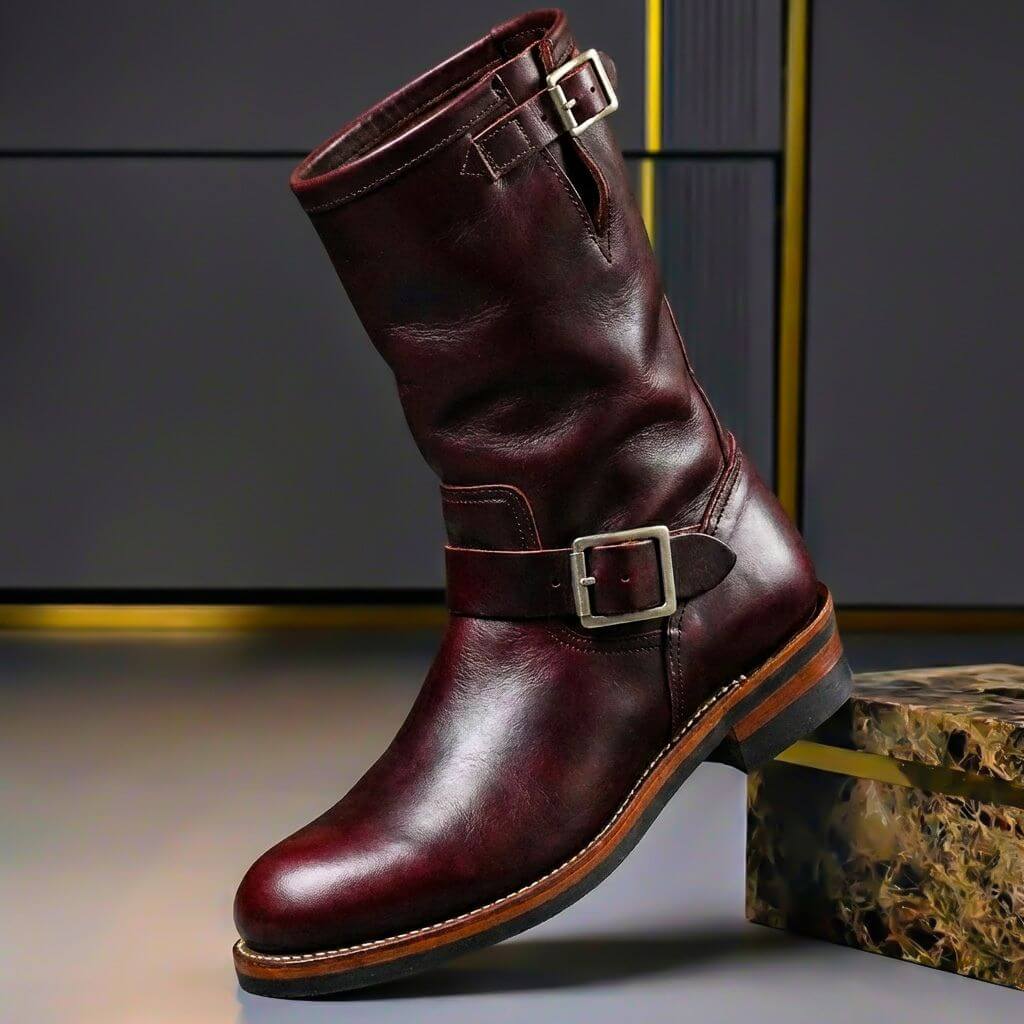 Evelyn | Stylish Men's Vintage Leather Boots With Buckle Details