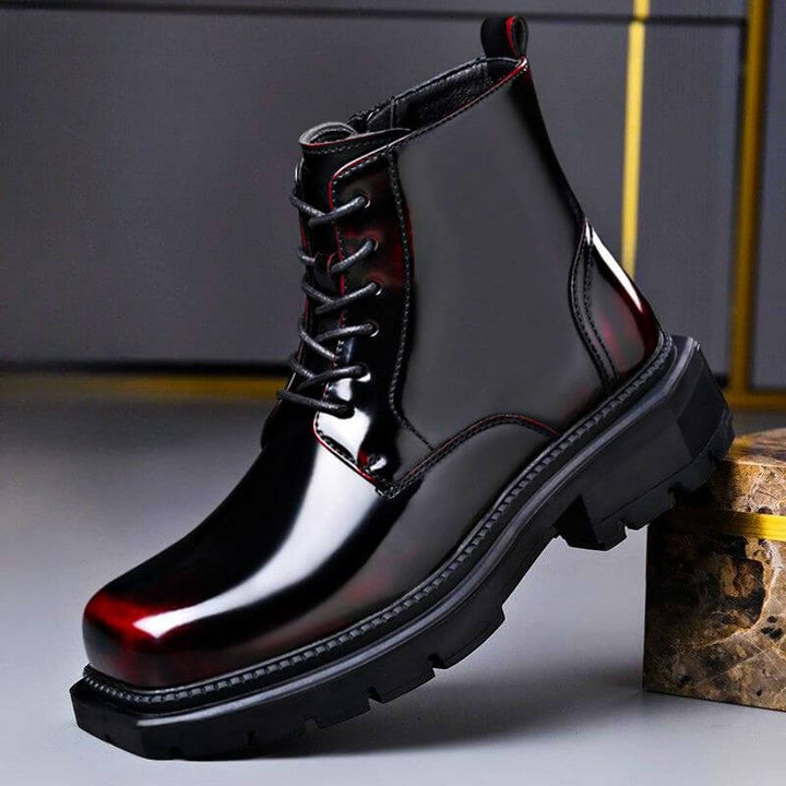 Elyse | Elegant Patent Leather Combat Boots For Men