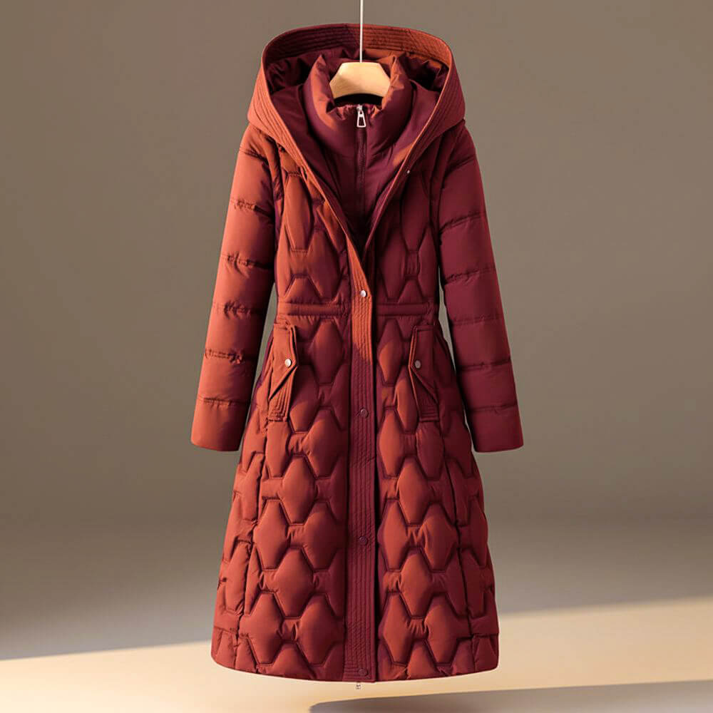 Eliza | Elegant Quilted Long Hooded Puffer Coat