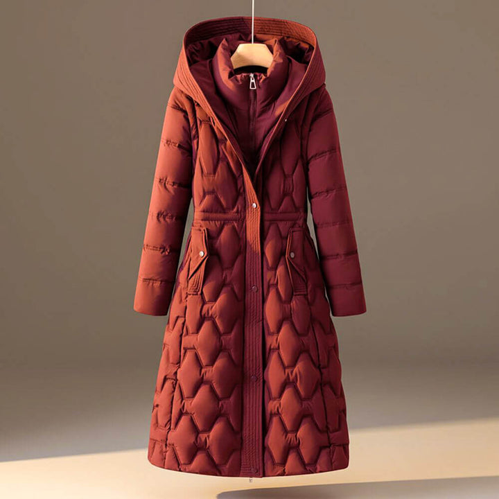 Eliza | Elegant Quilted Long Hooded Puffer Coat