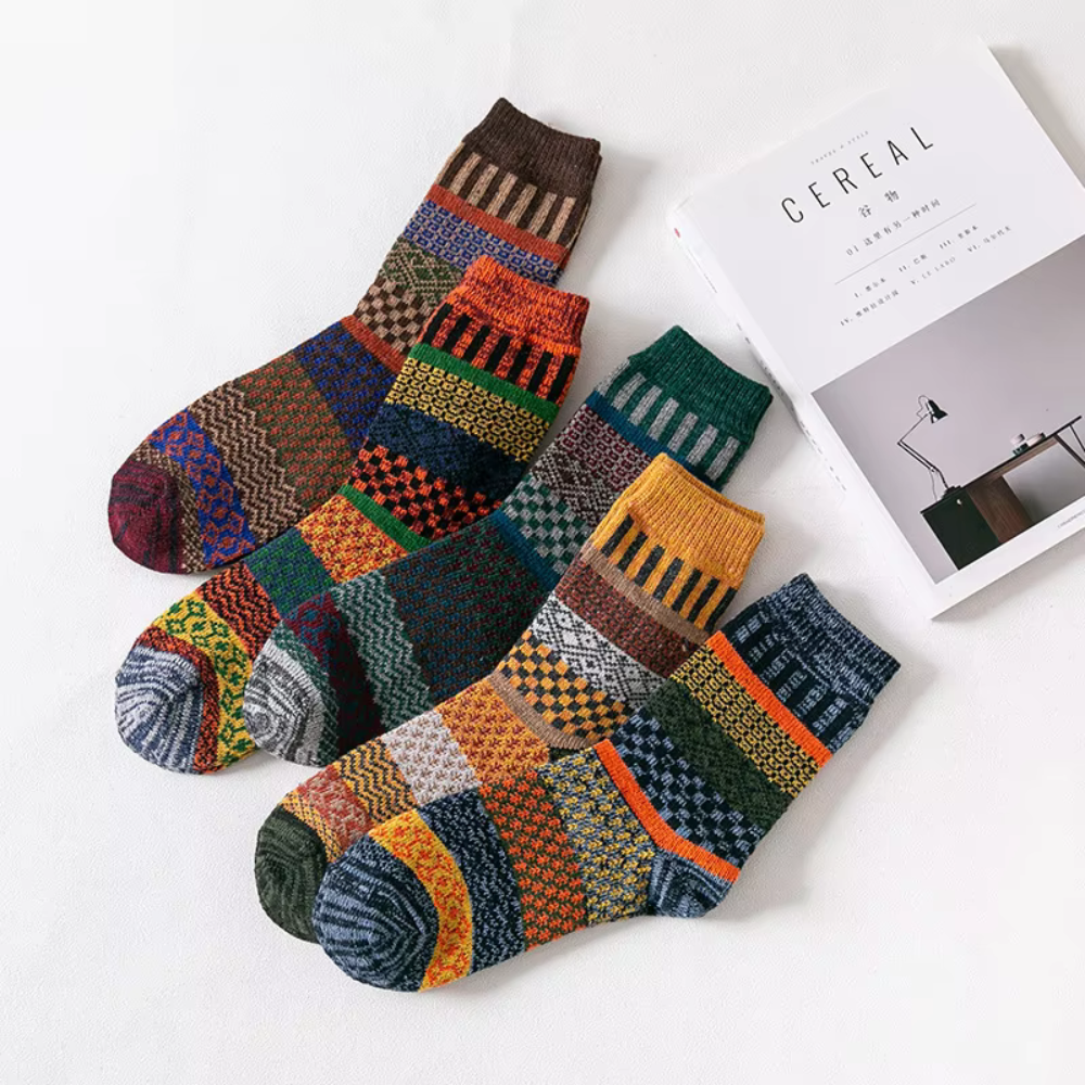 Fiona | Stylish Vintage Woolen Men's Socks With Ethnic Patterns