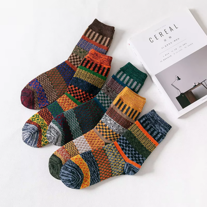Fiona | Stylish Vintage Woolen Men's Socks With Ethnic Patterns