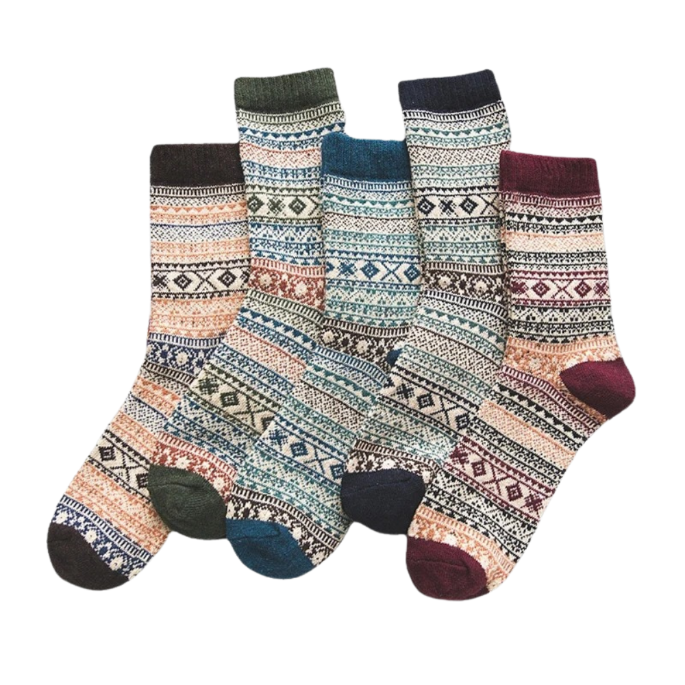 Fiona | Stylish Vintage Woolen Men's Socks With Ethnic Patterns