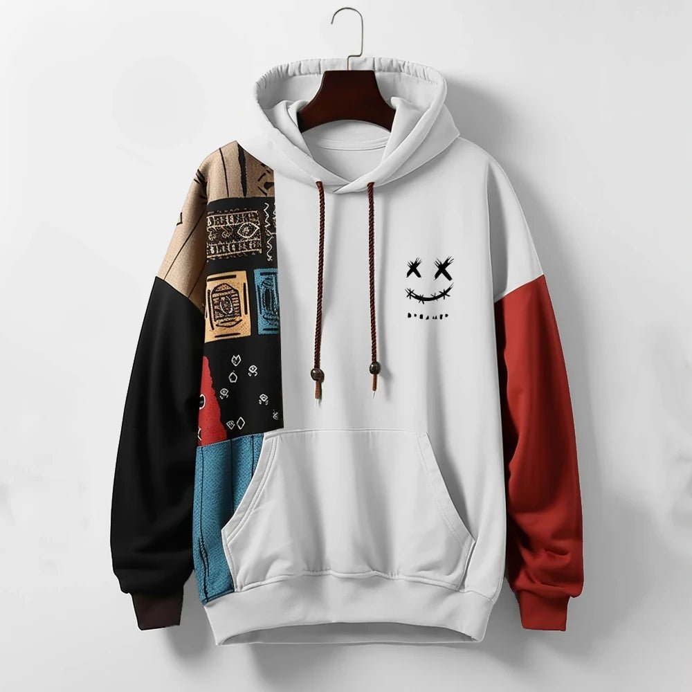 Ryder | Stylish Patchwork Contrast Hoodie With Kangaroo Pocket