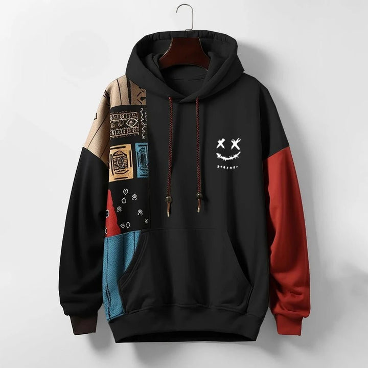 Ryder | Stylish Patchwork Contrast Hoodie With Kangaroo Pocket