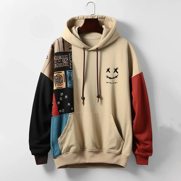 Ryder | Stylish Patchwork Contrast Hoodie With Kangaroo Pocket
