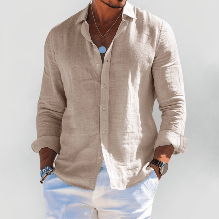 Nora | Stylish Long Sleeve Linen Button-Up Shirt Men