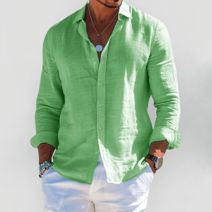 Nora | Stylish Long Sleeve Linen Button-Up Shirt Men