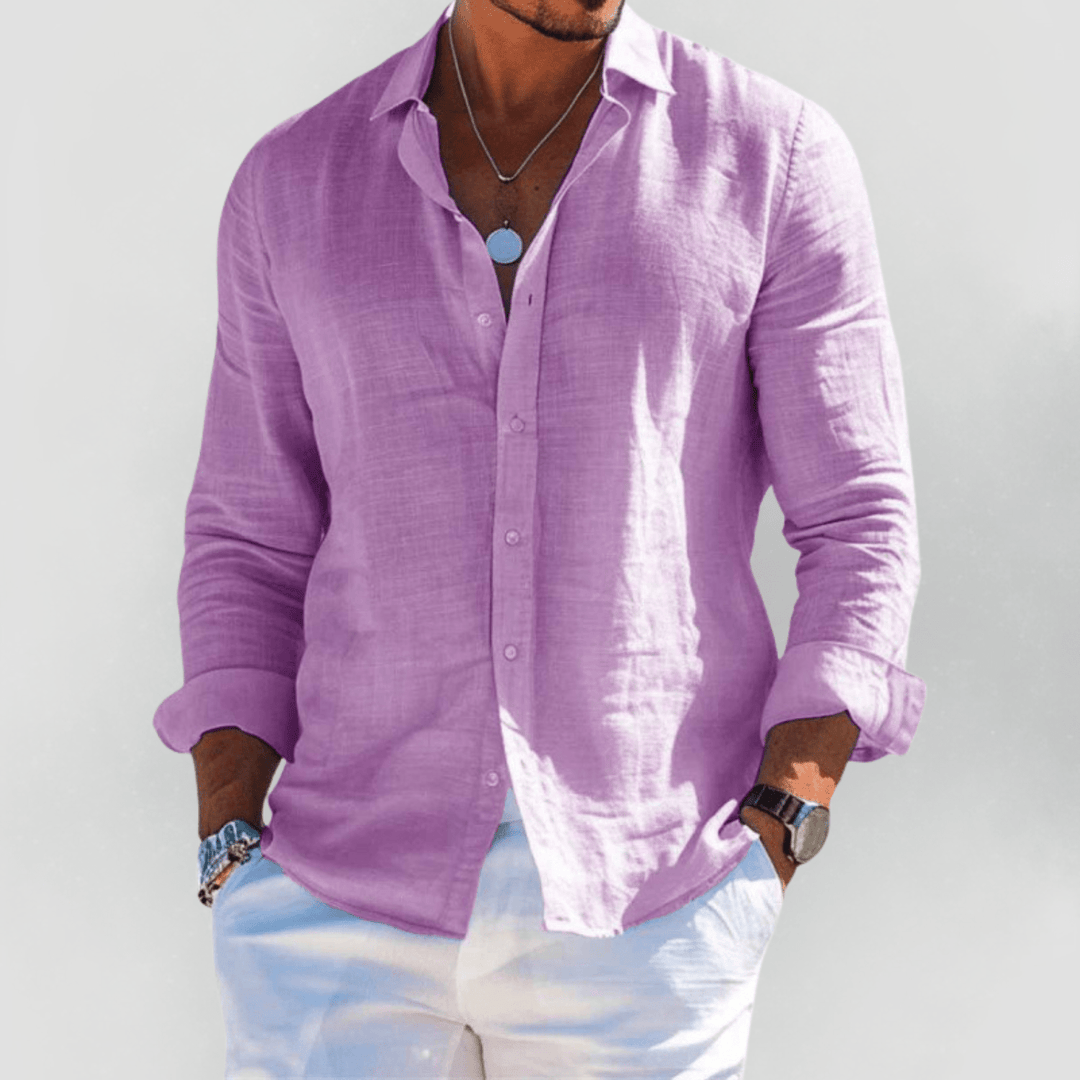 Nora | Stylish Long Sleeve Linen Button-Up Shirt Men