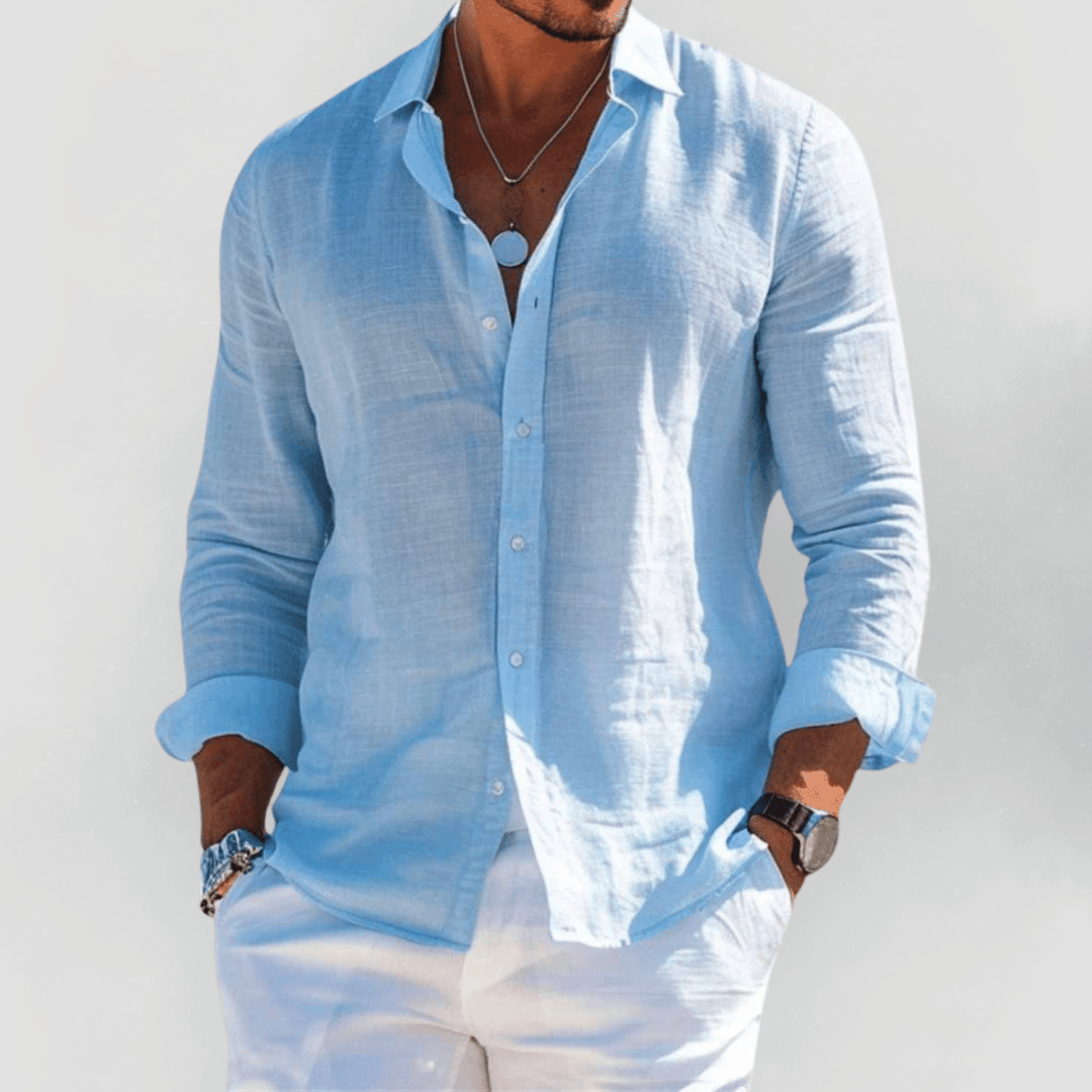 Nora | Stylish Long Sleeve Linen Button-Up Shirt Men
