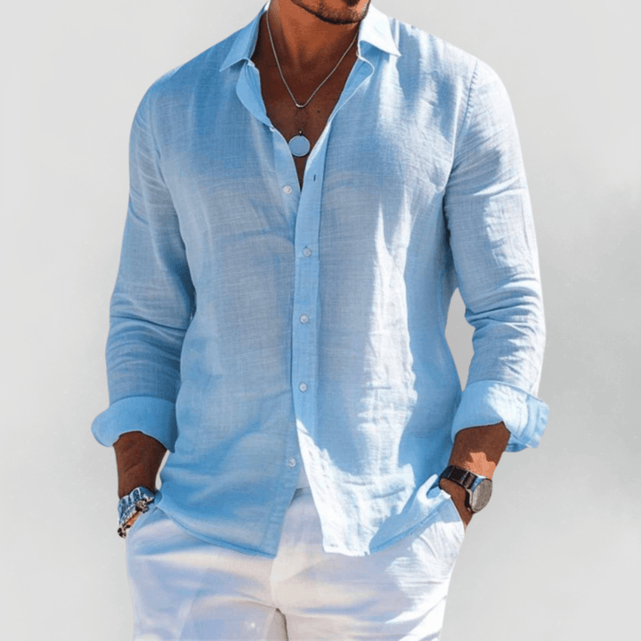 Nora | Stylish Long Sleeve Linen Button-Up Shirt Men