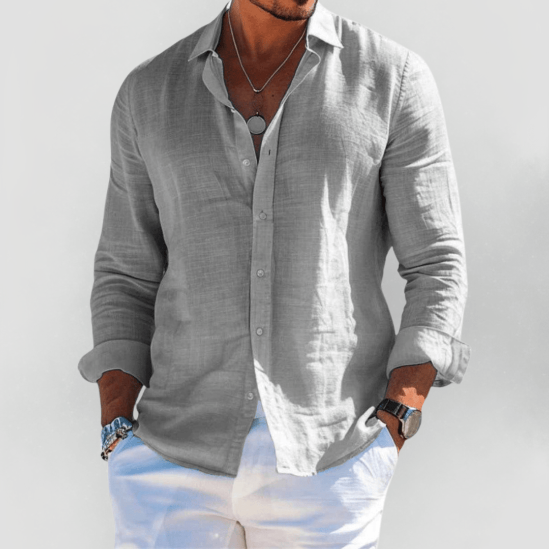 Nora | Stylish Long Sleeve Linen Button-Up Shirt Men