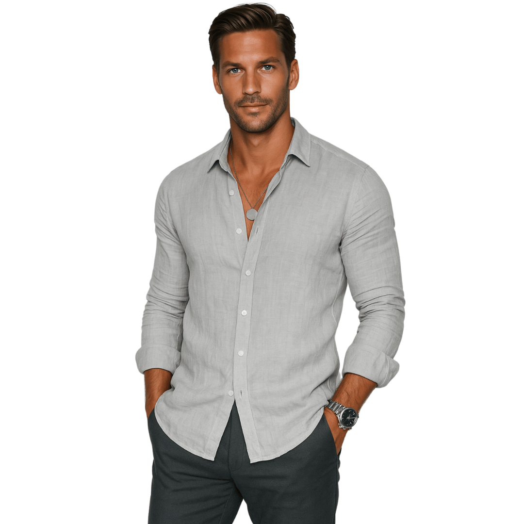 Nora | Stylish Long Sleeve Linen Button-Up Shirt Men