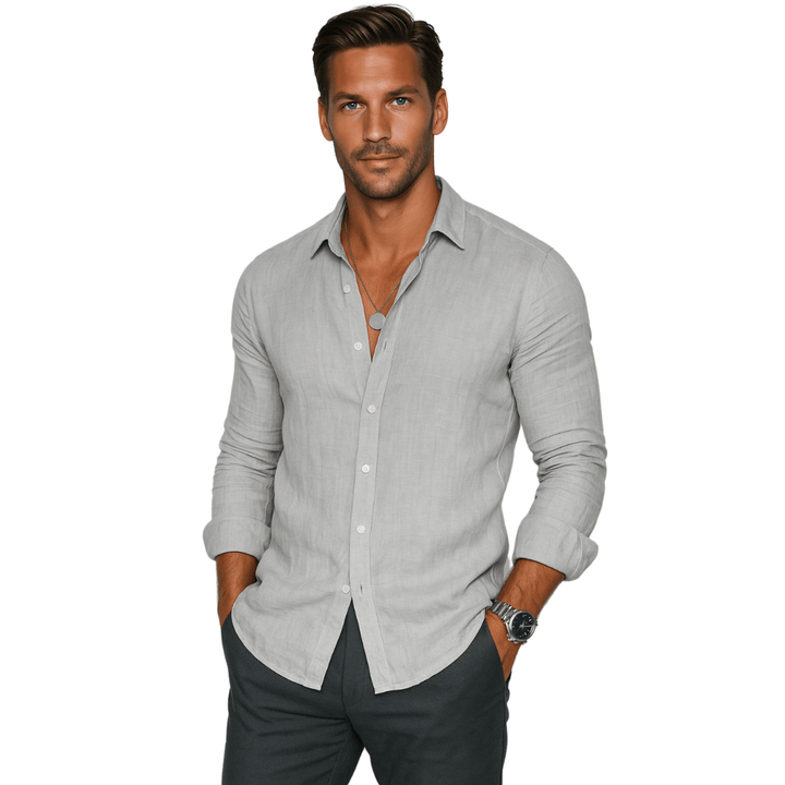 Nora | Stylish Long Sleeve Linen Button-Up Shirt Men