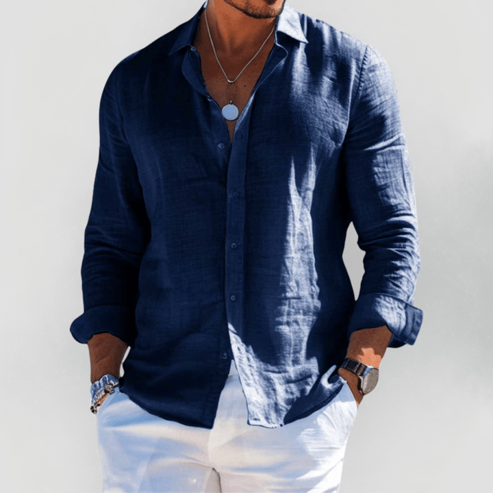 Nora | Stylish Long Sleeve Linen Button-Up Shirt Men