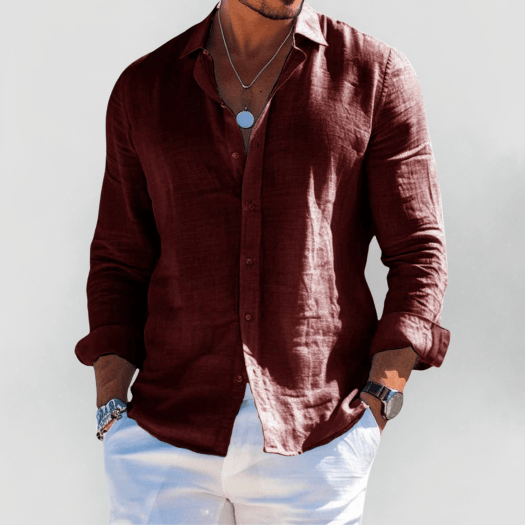 Nora | Stylish Long Sleeve Linen Button-Up Shirt Men
