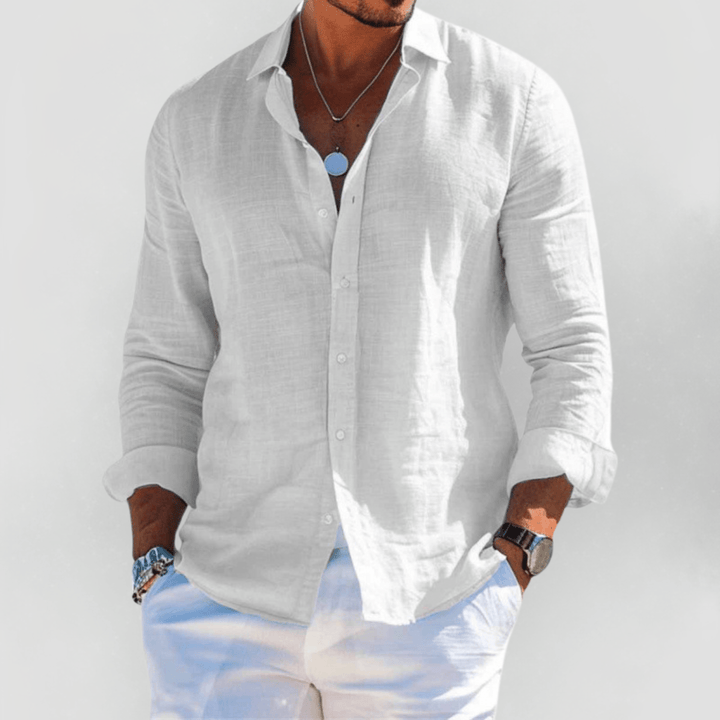 Nora | Stylish Long Sleeve Linen Button-Up Shirt Men
