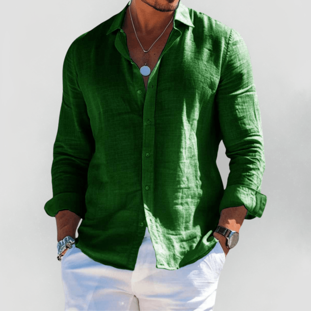 Nora | Stylish Long Sleeve Linen Button-Up Shirt Men