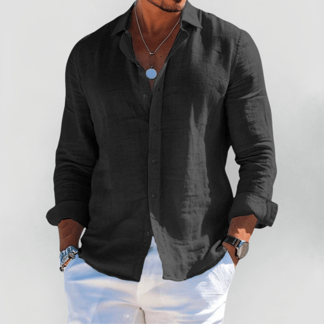 Nora | Stylish Long Sleeve Linen Button-Up Shirt Men
