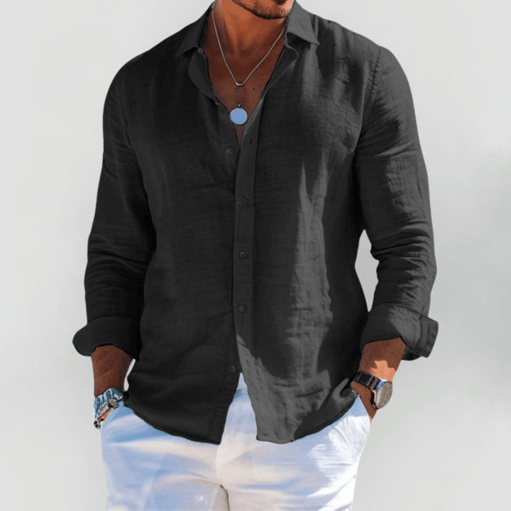 Nora | Stylish Long Sleeve Linen Button-Up Shirt Men