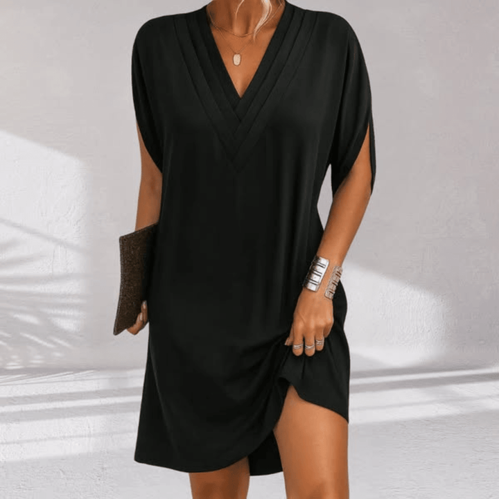Elena | Elegant V-Neck Mini Dress With Relaxed Silhouette