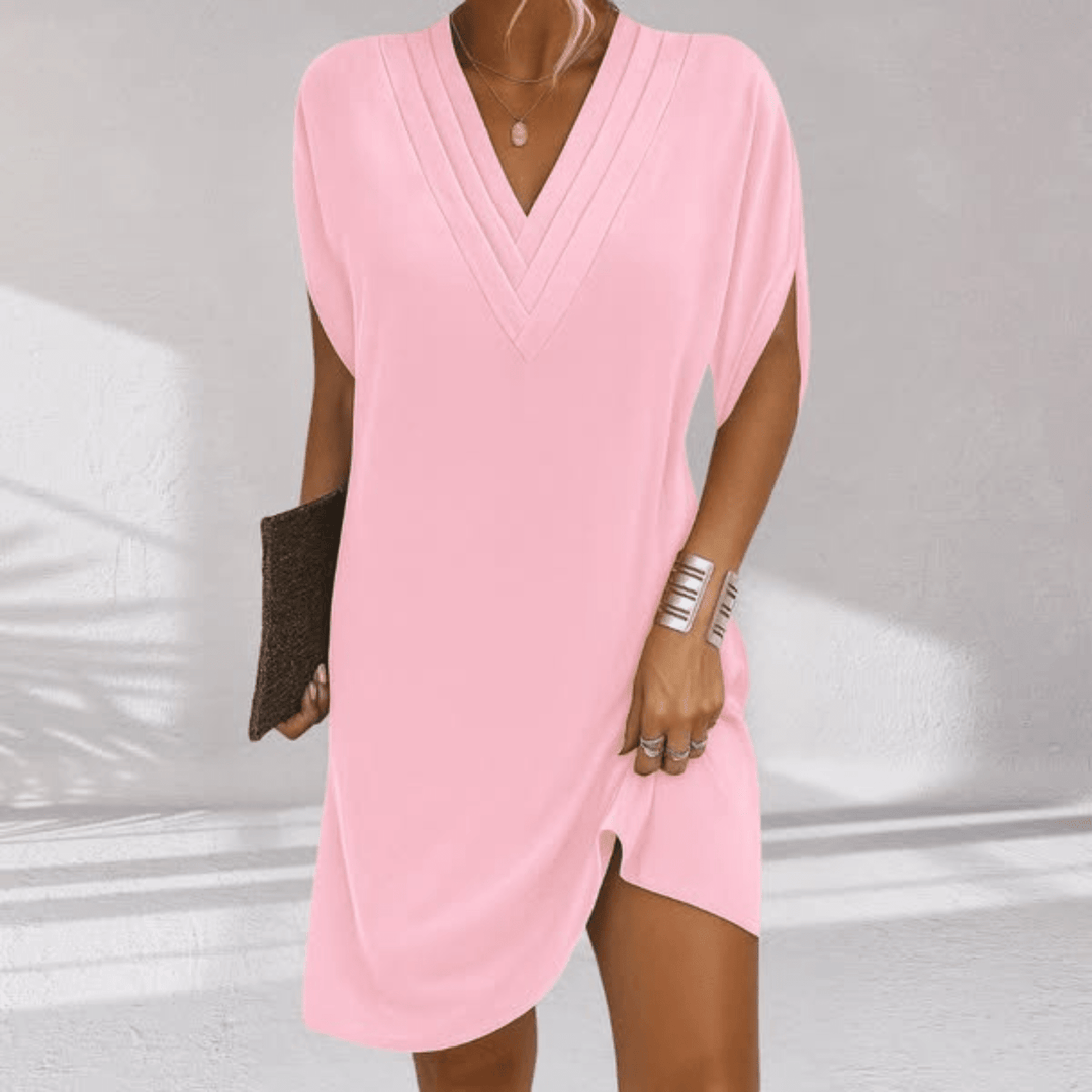 Elena | Elegant V-Neck Mini Dress With Relaxed Silhouette