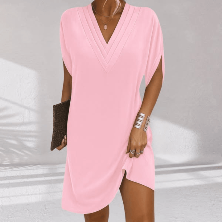 Elena | Elegant V-Neck Mini Dress With Relaxed Silhouette