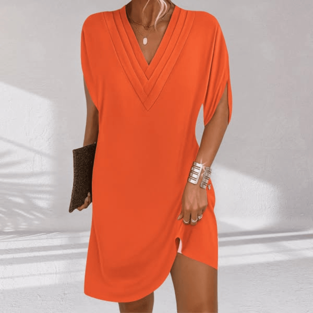 Elena | Elegant V-Neck Mini Dress With Relaxed Silhouette