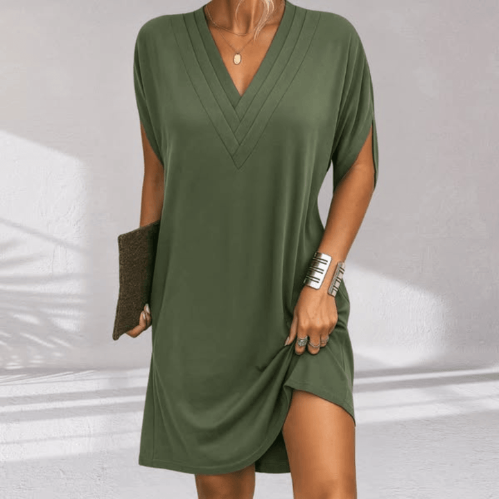 Elena | Elegant V-Neck Mini Dress With Relaxed Silhouette