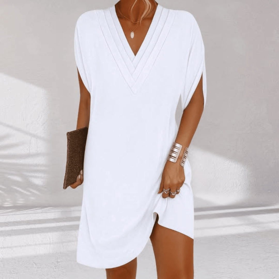 Elena | Elegant V-Neck Mini Dress With Relaxed Silhouette