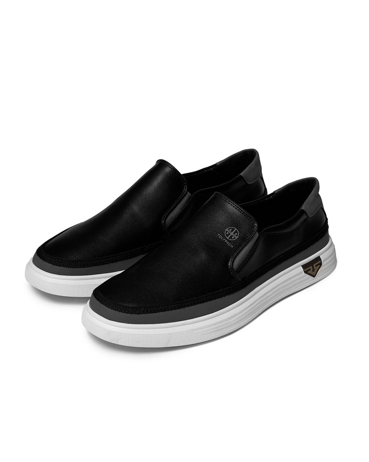 Ethan | Sleek Black Leather Slip-On Loafers For Men