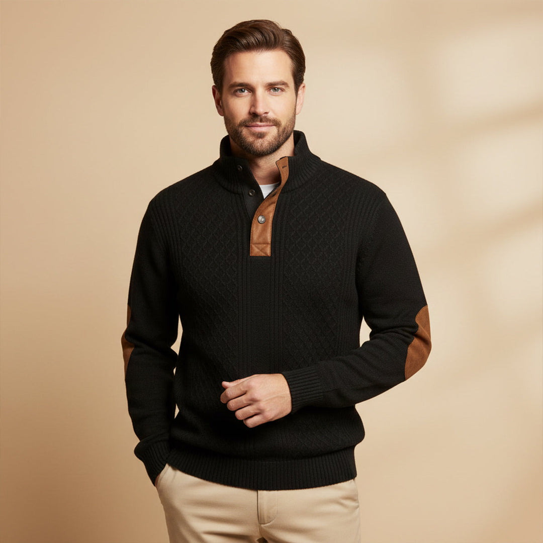 Kingston | Stylish Cable Knit Quarter-Button Cashmere Sweater