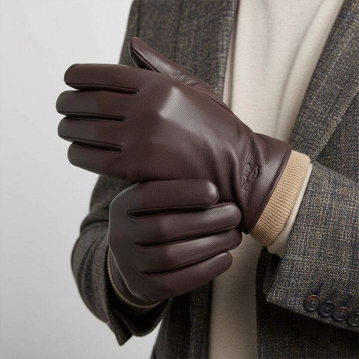 Margot | Elegant Black Leather Wool-Lined Winter Driving Gloves