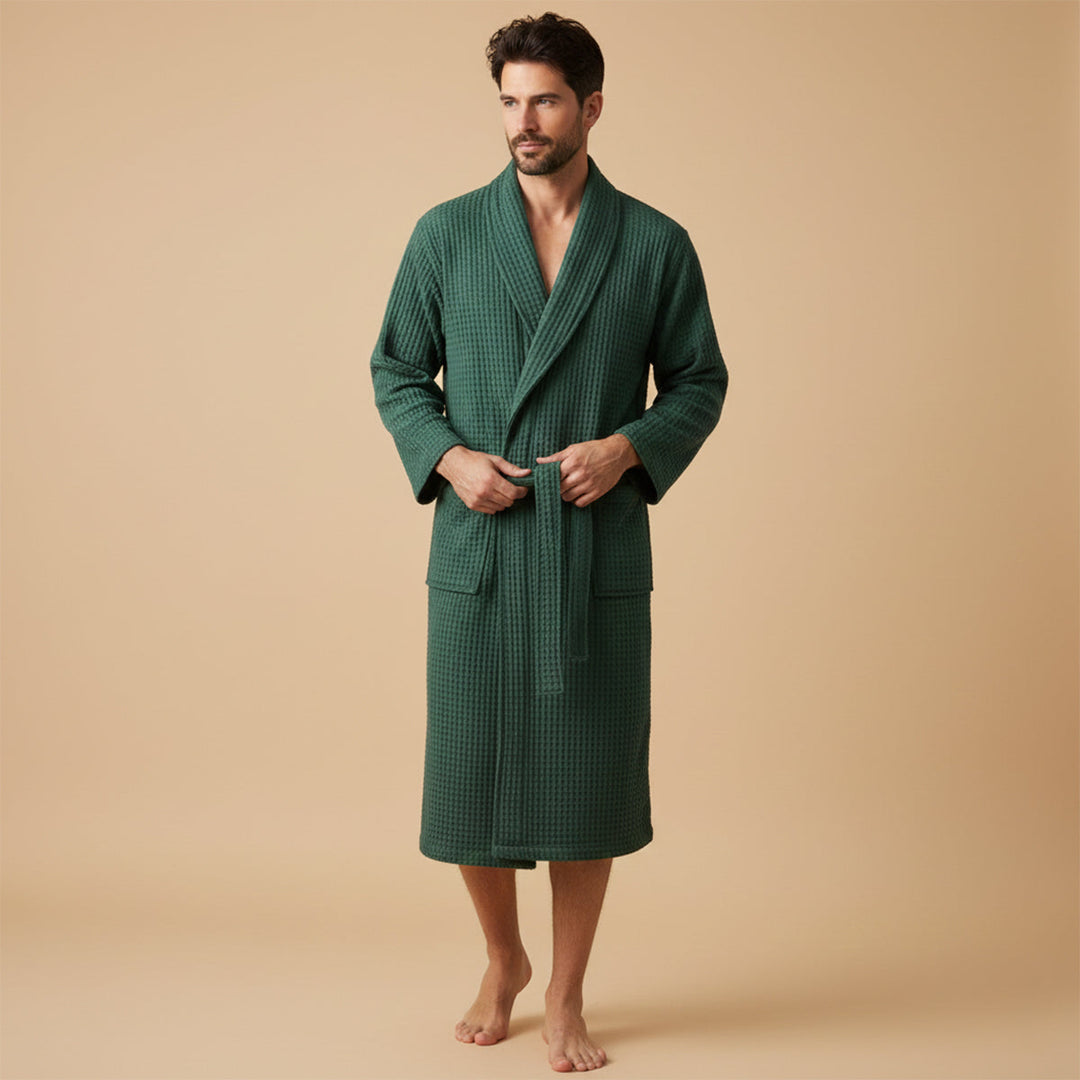 Margot | Elegant Waffle Cotton Bathrobe With Belt