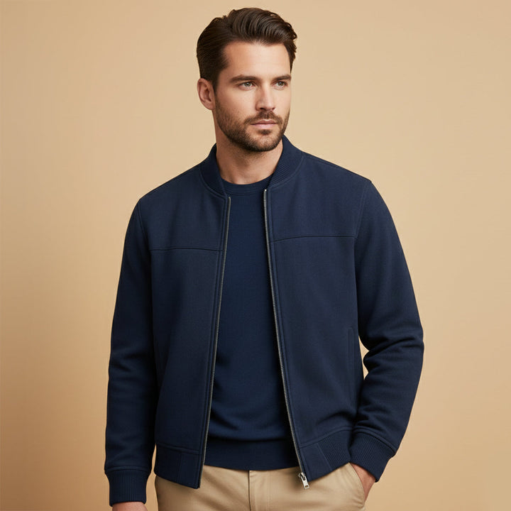 Phoebe | Elegant Suede Bomber Jacket With Ribbed Collar