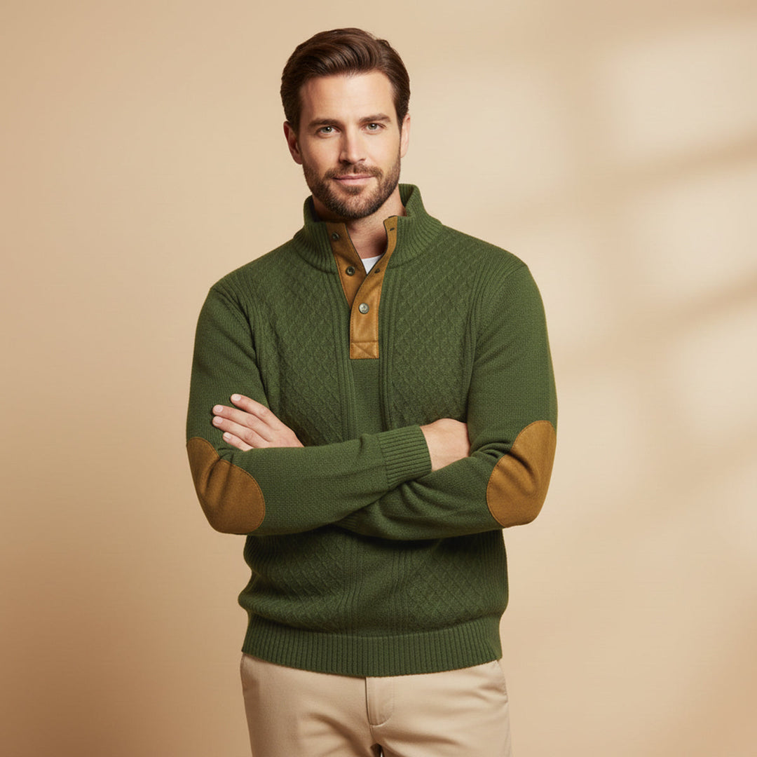 Kingston | Stylish Cable Knit Quarter-Button Cashmere Sweater
