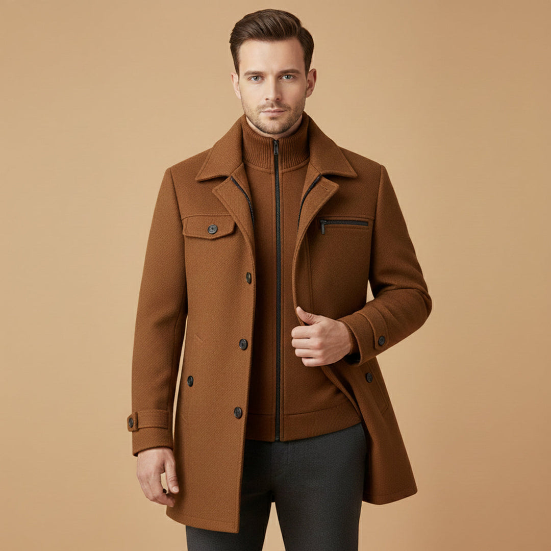 Margot | Stylish Men's Wool Blend Smart Coat With Button Closure