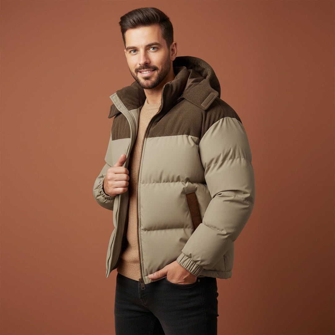 Phoebe | Stylish Two-Tone Hooded Puffer Jacket