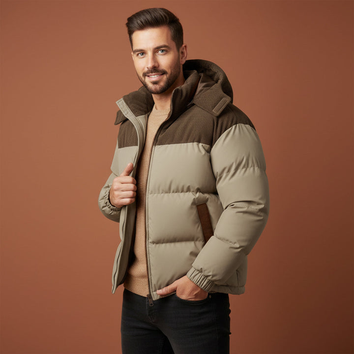 Phoebe | Stylish Two-Tone Hooded Puffer Jacket