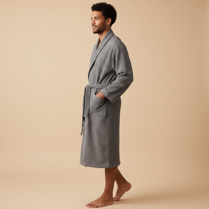 Margot | Elegant Waffle Cotton Bathrobe With Belt