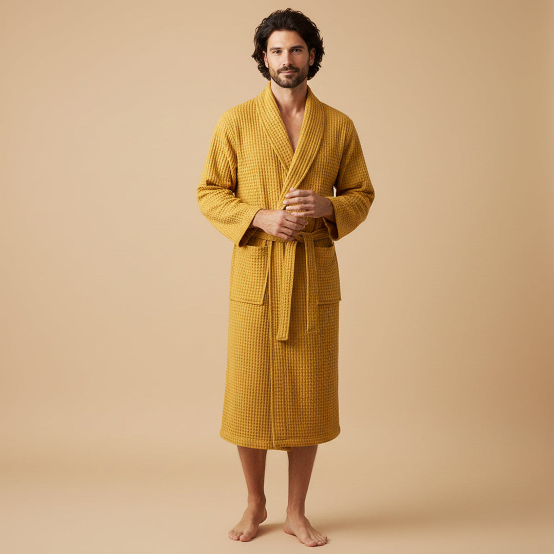 Margot | Elegant Waffle Cotton Bathrobe With Belt