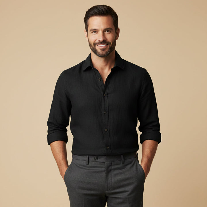 Phoebe | Elegant Long Sleeve Linen Button-Up Shirt For Men