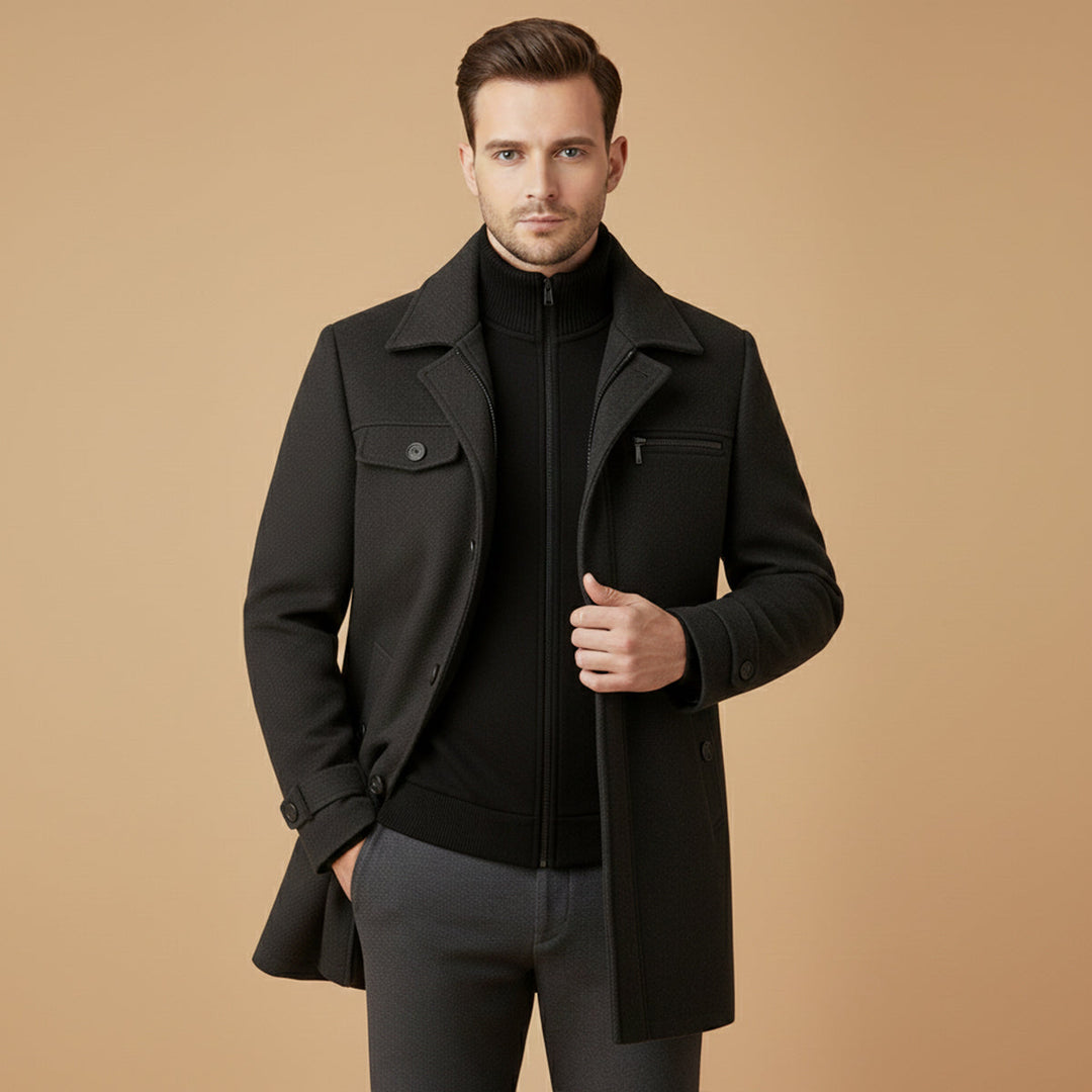 Margot | Stylish Men's Wool Blend Smart Coat With Button Closure