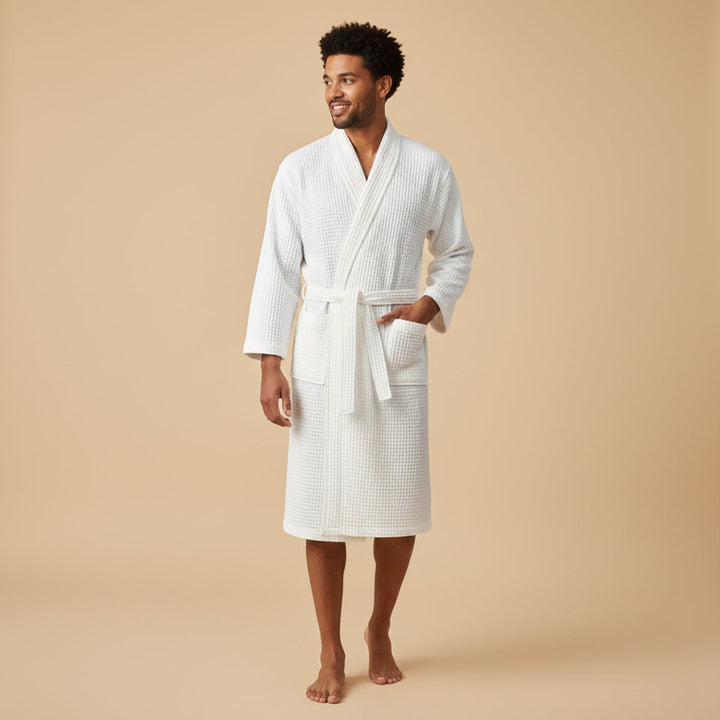 Margot | Elegant Waffle Cotton Bathrobe With Belt