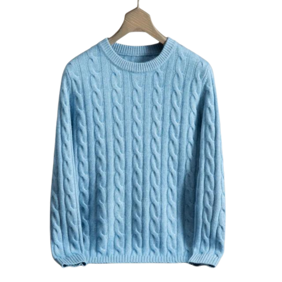 Cordelia | Elegant Cable Knit Cashmere Crew Neck Sweater