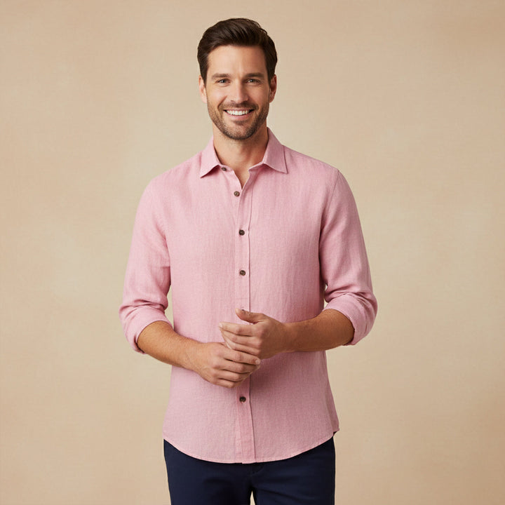 Phoebe | Elegant Long Sleeve Linen Button-Up Shirt For Men