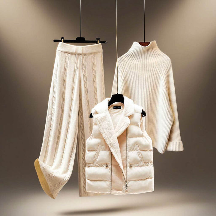 Penelope | Chic Cable Knit Turtleneck Three-Piece Winter Set