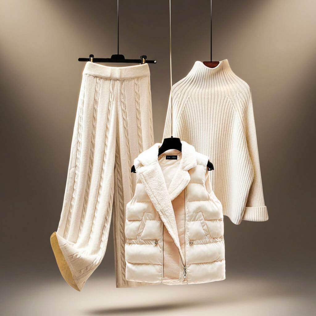 Eliza | Chic Cable Knit Winter Set With Turtleneck Sweater